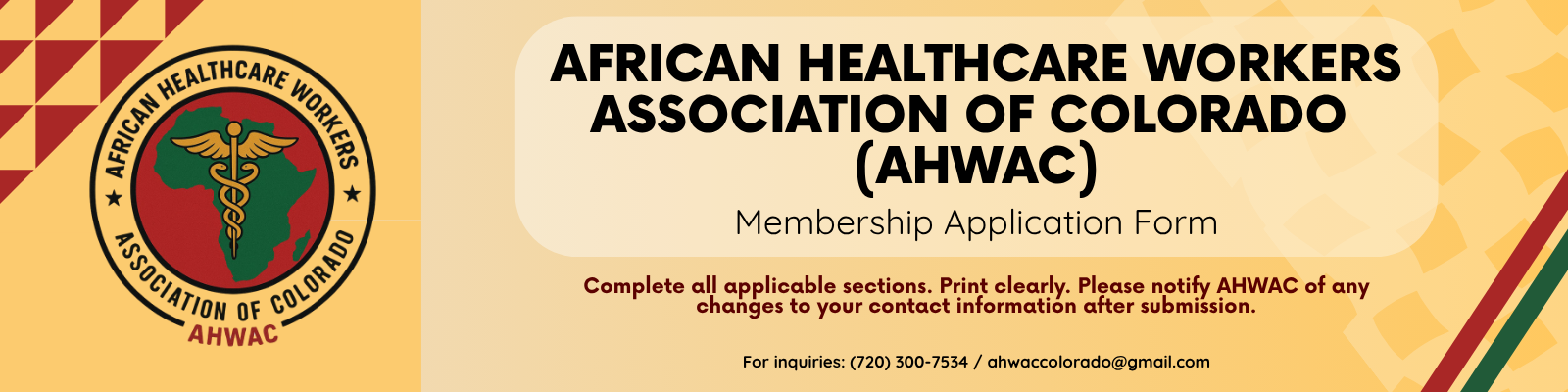 AHWAC Membership Application Form header